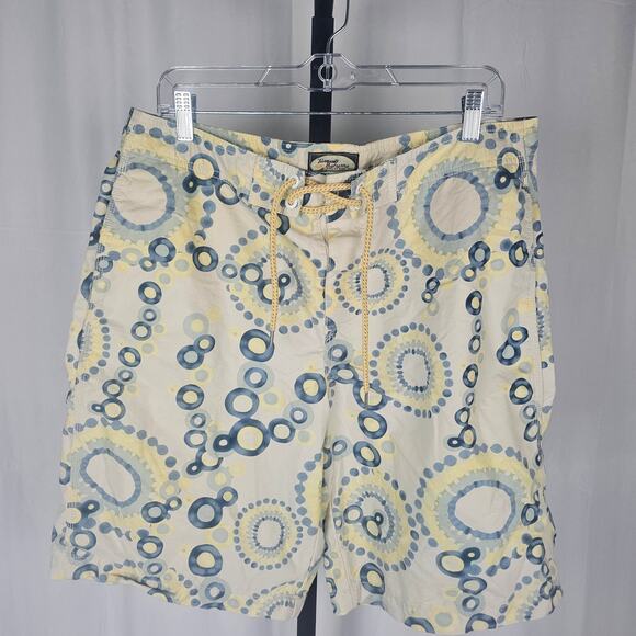 Tommy Bahama Board Shorts Cotton Blend Size L Retro Circle Print NWOT - Picture 1 of 3